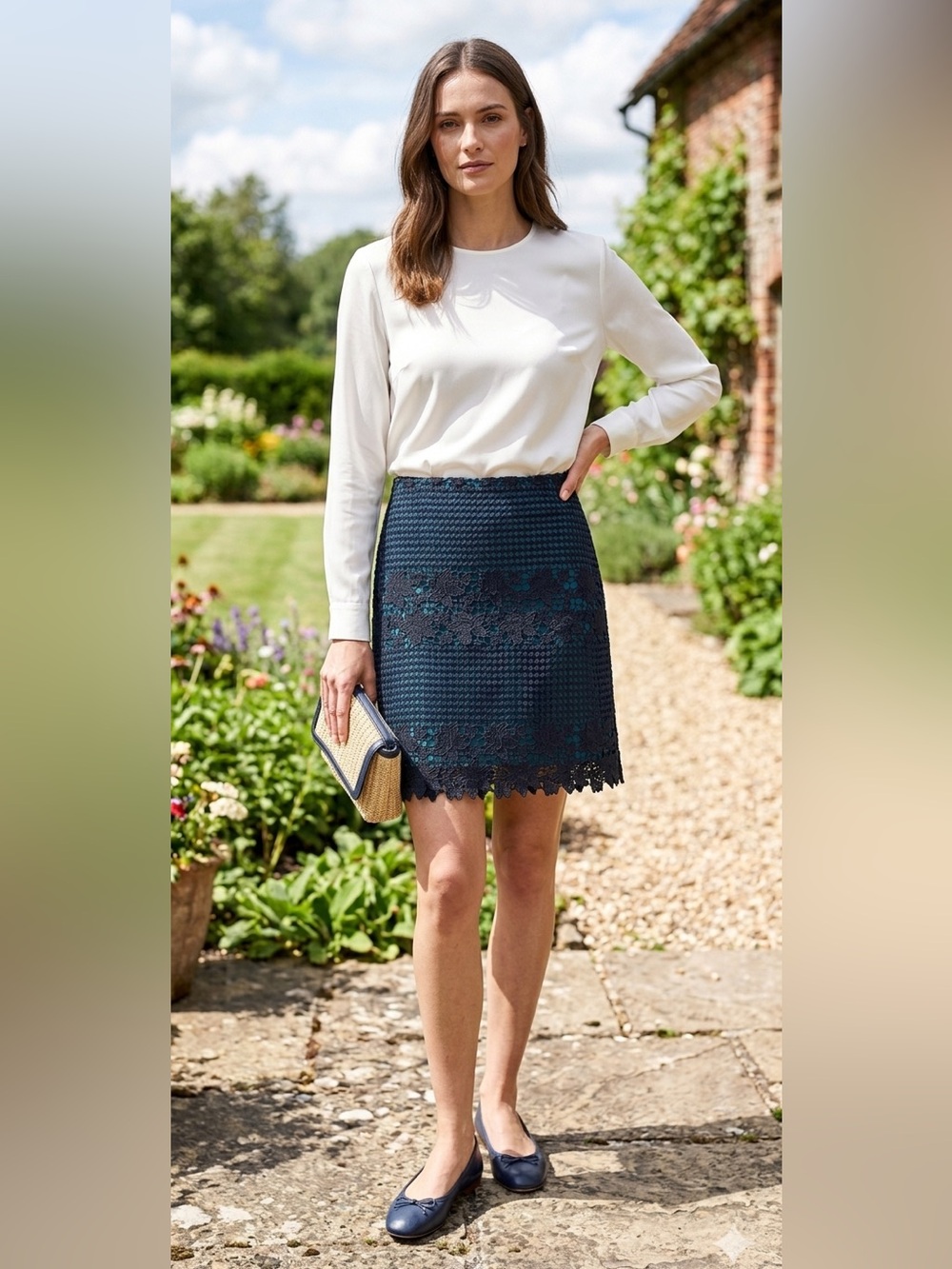 LOFT Crochet Lace Skirt NWOT Petite Size 6P Lined Boho Feminine Chic